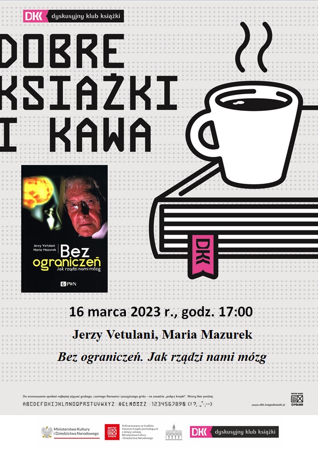 plakat informujący o spotkaniu Dyskusyjnego Klubu KSiążki, które odbędzie się w czwartek, 16. marca o godzinie 17. Książka do dyskusji "Bez ograniczeń"