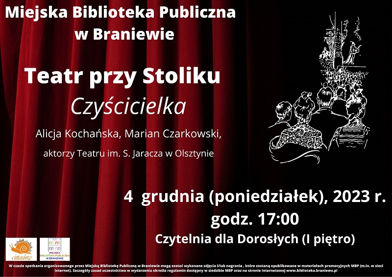 plakat zapraszający na Teatr przy Stoliku, 4 grudnia o godz. 17:00